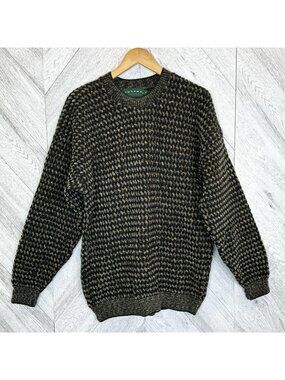 Vintage Tundra 3D Knit Sweater Mens Large Wool Blend Crew Neck Pullover